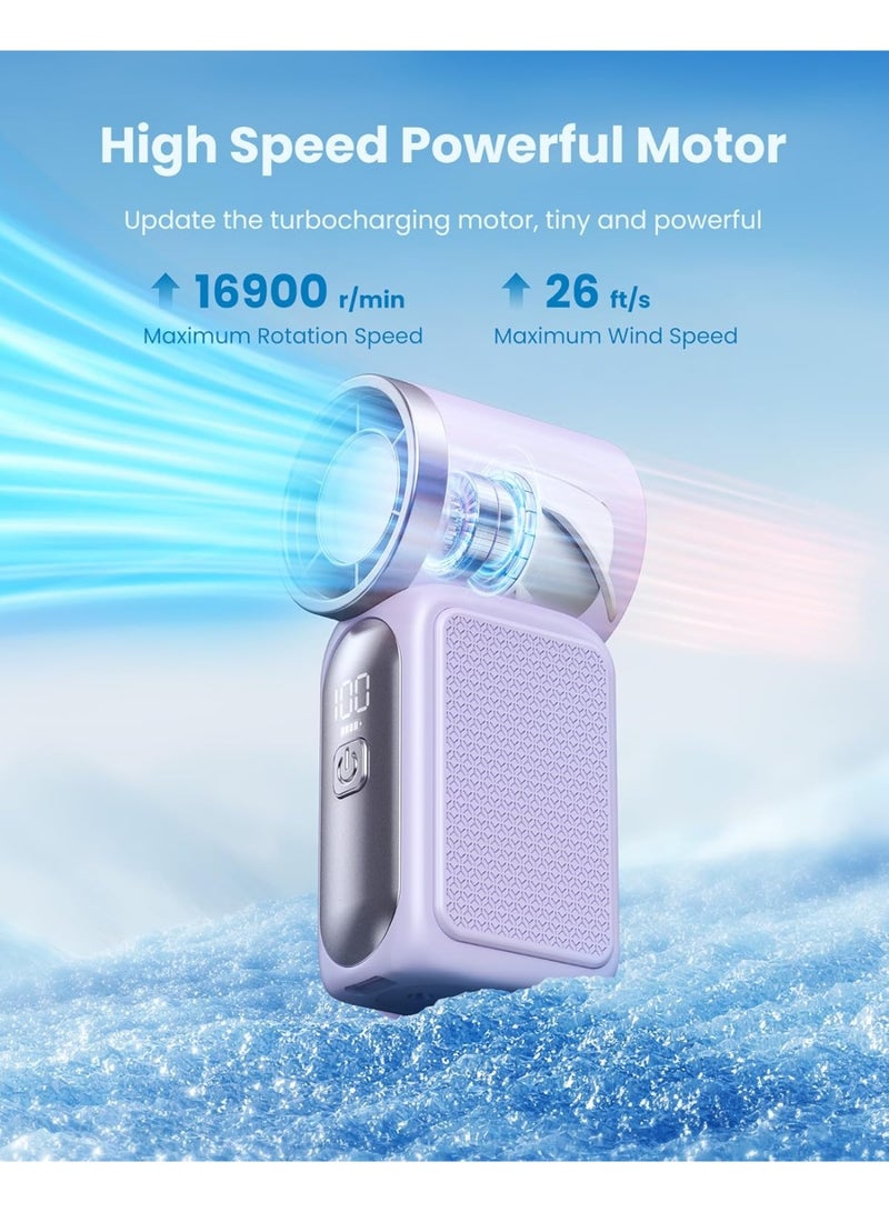 general Portable Handheld Mini Fan, 3.5 Inch 16900 RPM High Speed Personal Fan, 6 Gears Strong Wind, LED Display, USB Rechargeable Battery Operated, Gift for Women, Makeup, Travel Outdoor - Image 3